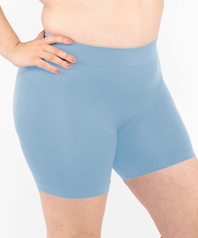 Shorts Vita Alta Blu Desaturato Curvy per Taglie Forti Plus Size | Leela Lab