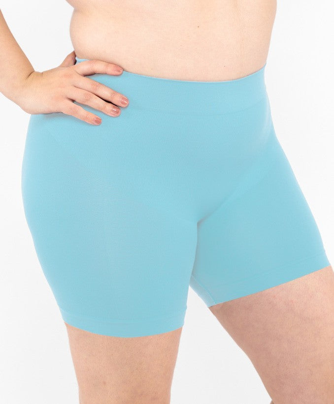 Shorts Vita Alta Verde Acqua Curvy per Taglie Forti Plus Size | Leela Lab