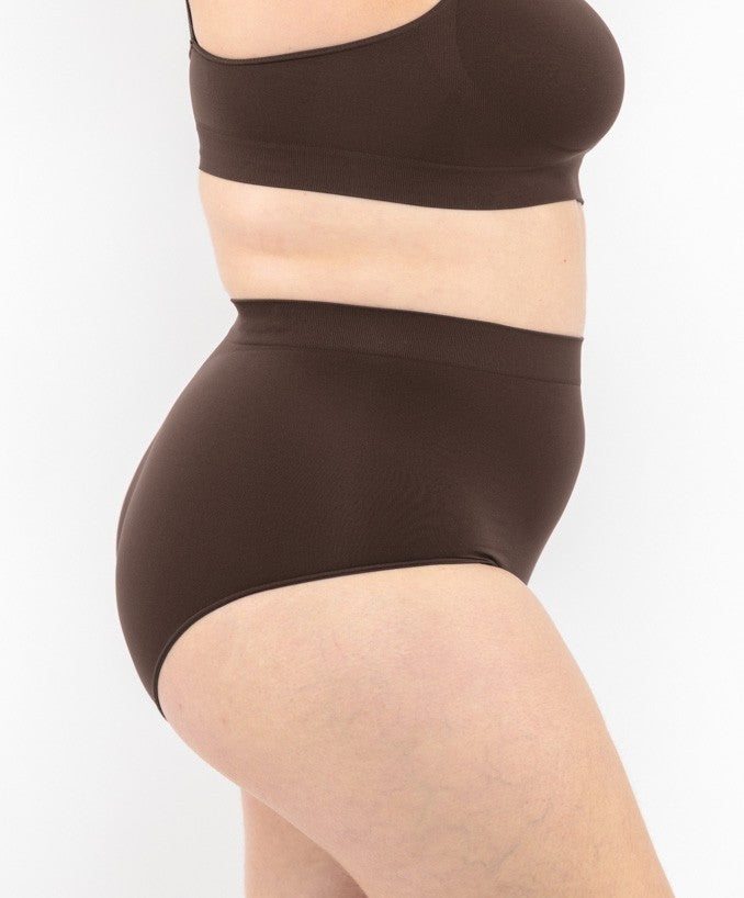 Slip vita alta marrone seamless curvy taglie forti 