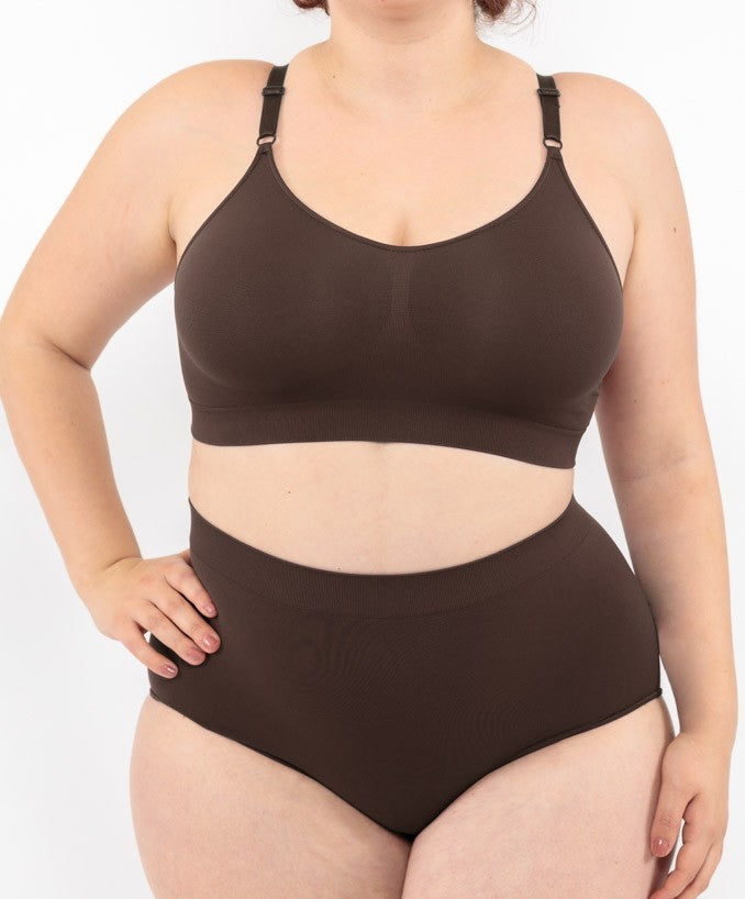 Slip vita alta marrone seamless curvy taglie forti 