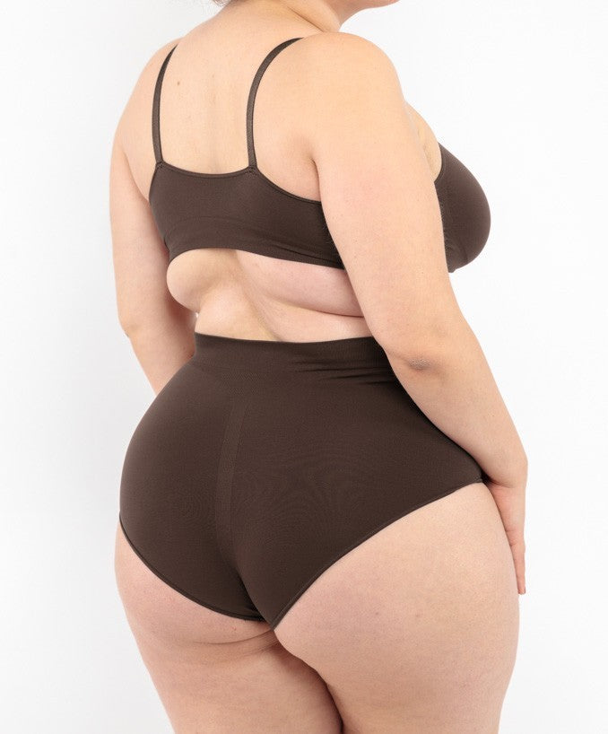 Slip vita alta marrone seamless curvy taglie forti 