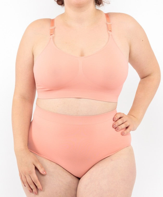 Slip vita alta corallo seamless curvy taglie forti 