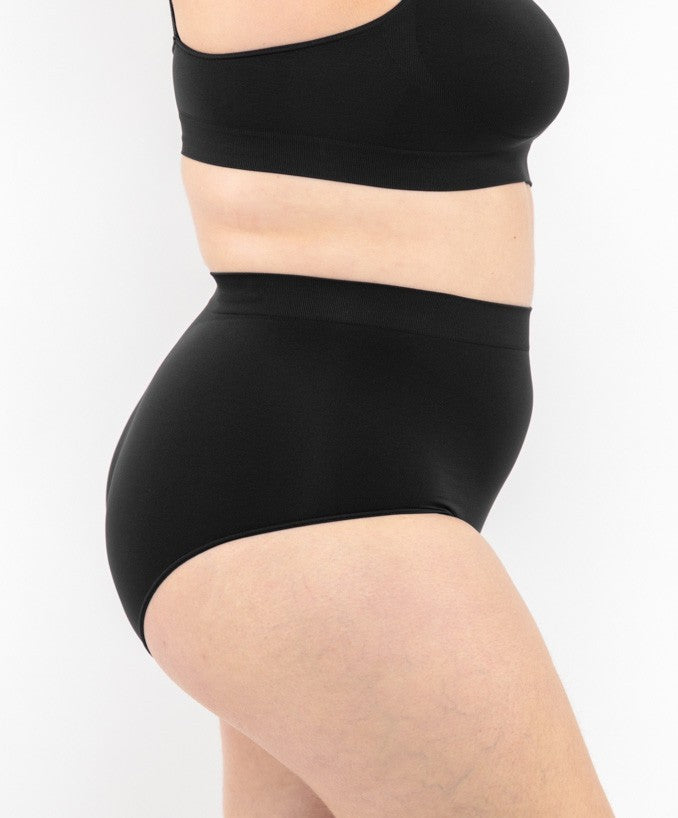 Slip vita alta nero seamless curvy taglie forti