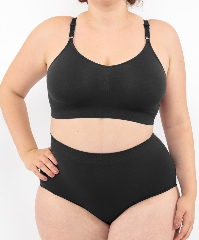 Slip vita alta nero seamless curvy taglie forti