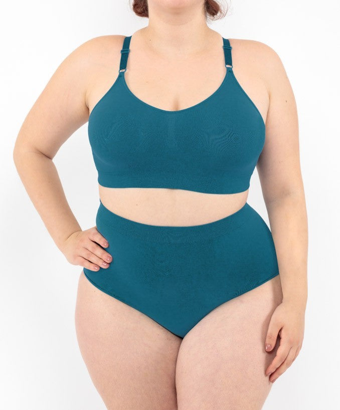 Slip vita alta verde petrolio seamless curvy taglie forti 