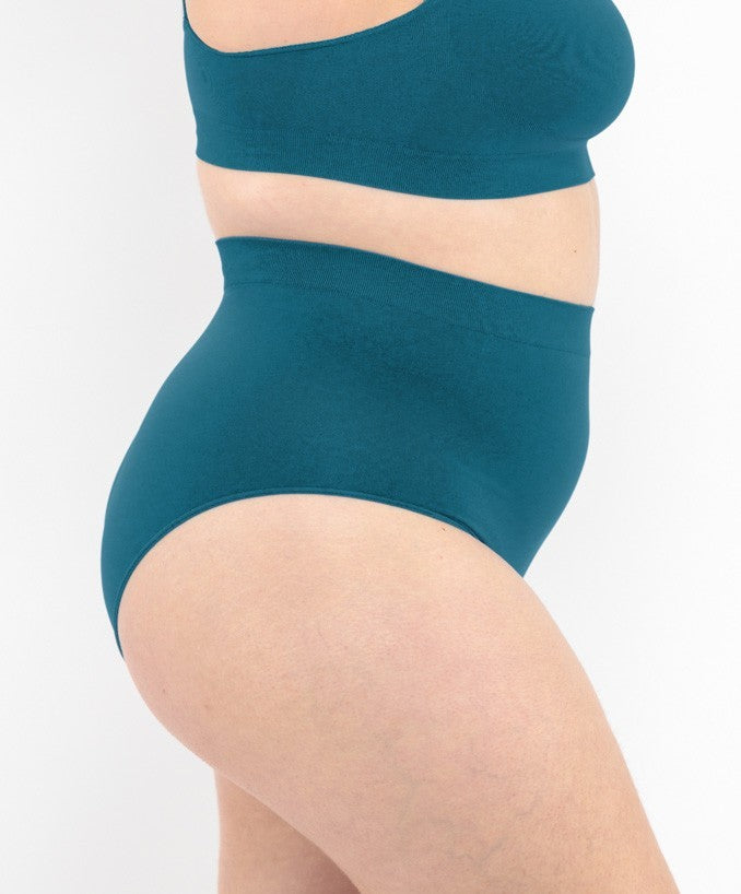 Slip vita alta verde petrolio seamless curvy taglie forti 