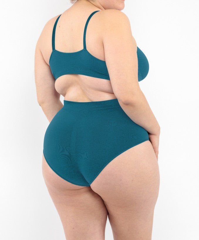 Slip vita alta verde petrolio seamless curvy taglie forti 