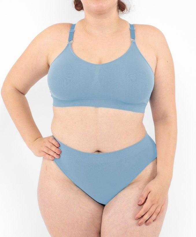 Slip vita bassa blu desaturato seamless taglie forti