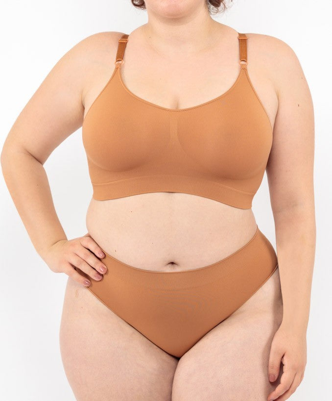 Slip vita bassa cammello seamless taglie forti