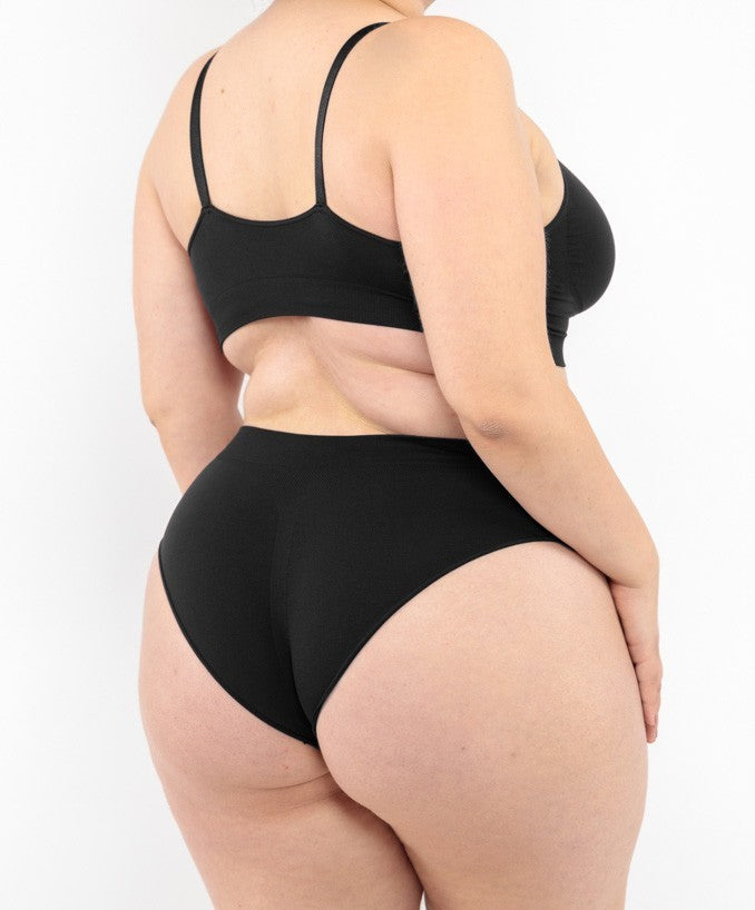 Slip vita bassa nero curvy seamless taglie forti