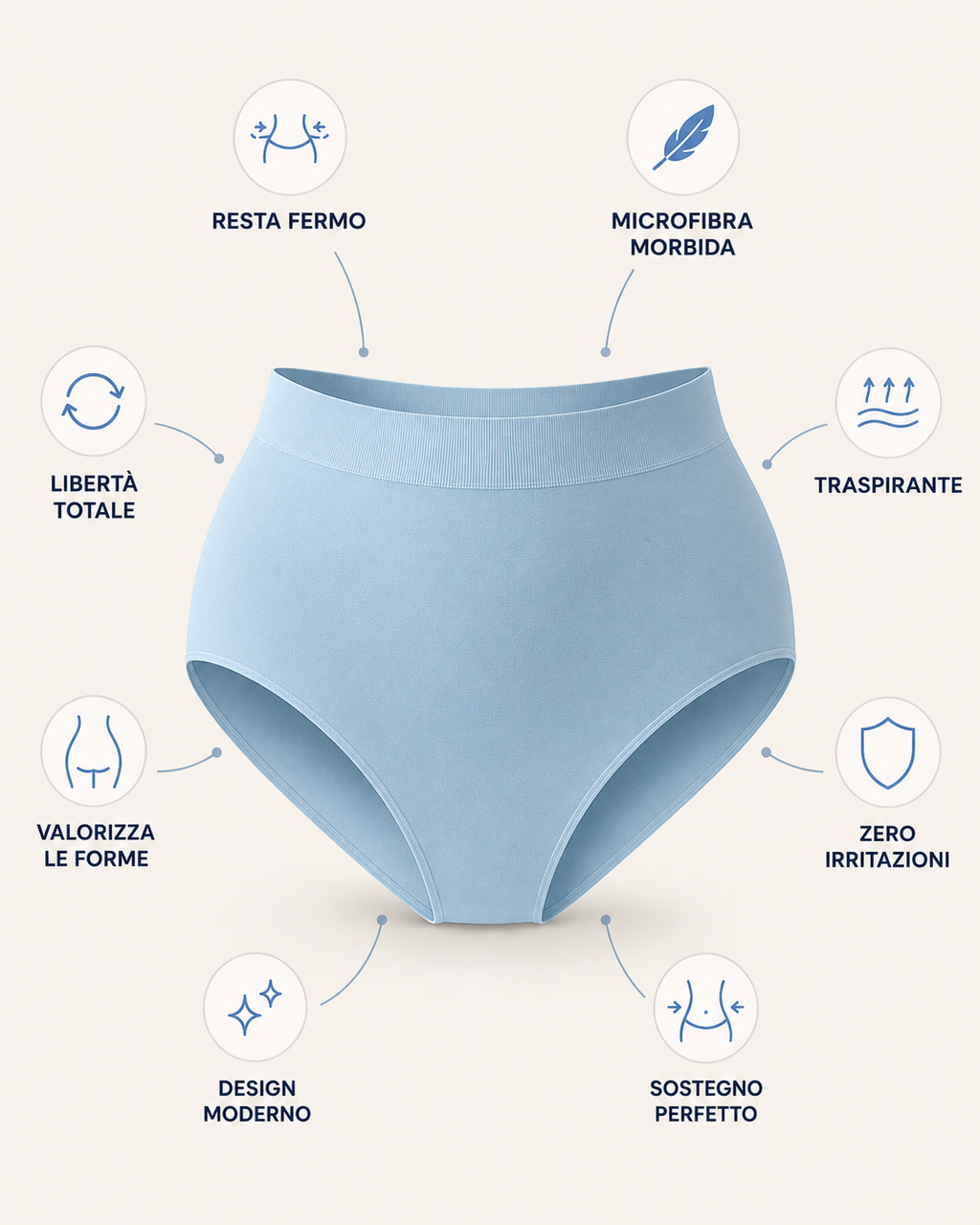 Modellierhöschen mit hoher Taille – Entsättigtes Blau