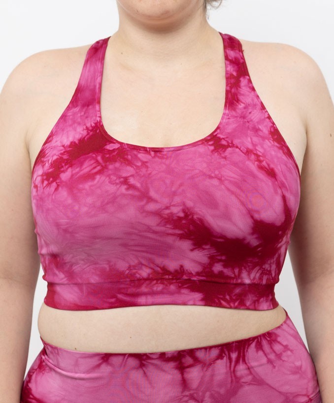 Sport-Bralette – Kirschrot-Tie-Dye