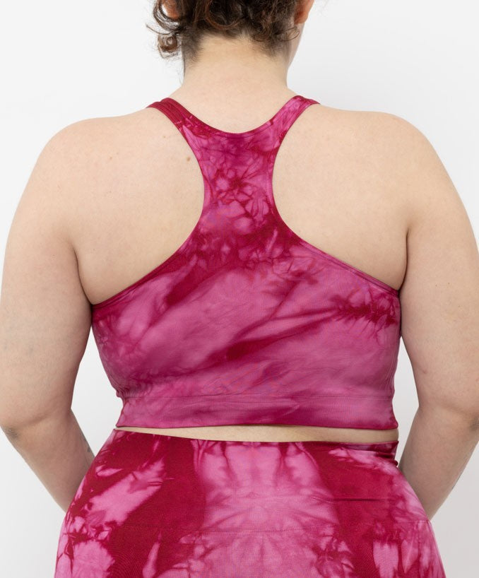 Sport-Bralette – Kirschrot-Tie-Dye