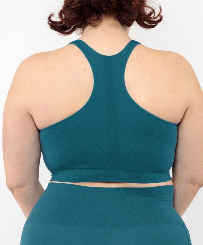 Sport Bralette Verde Petrolio Curvy per Taglie Forti Plus Size Dietro | Leela Lab