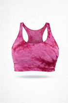 Sport-Bralette – Kirschrot-Tie-Dye